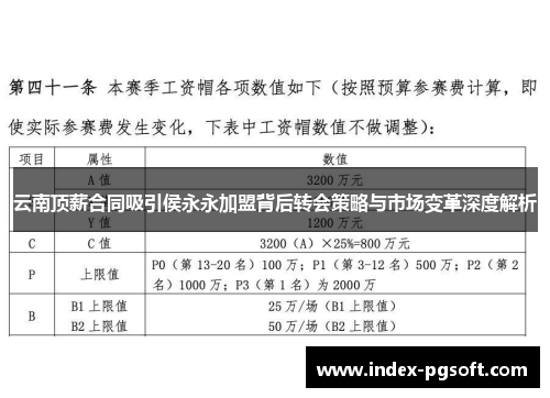 云南顶薪合同吸引侯永永加盟背后转会策略与市场变革深度解析