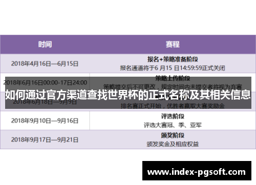 如何通过官方渠道查找世界杯的正式名称及其相关信息